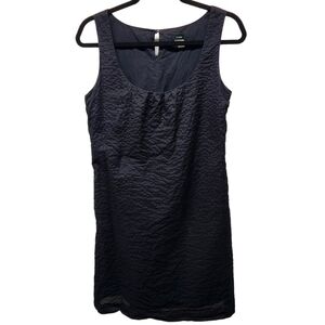 J. Crew Piazza Crinkle Shift Dress Sleeveless Scoop Neck Cotton Black, Size 6